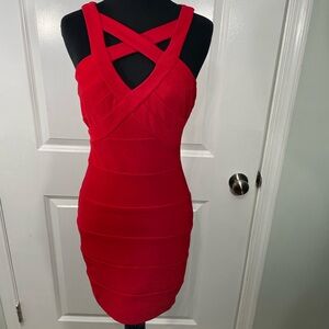Love Nickie Lew Elegant Red Bandage Dress Size Small CB/112